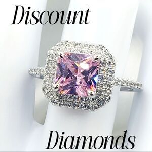3 Ct. Pink Sapphire Cocktail Ring with White Baguette Sapphire 925 Silver